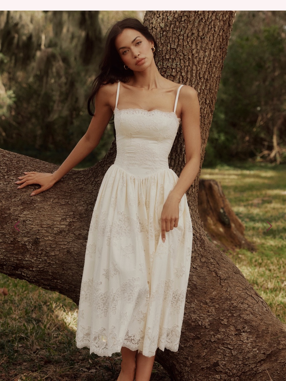 House of CB Ivory Lace Midi Dress with Spaghetti Straps - Picture 3 of 3